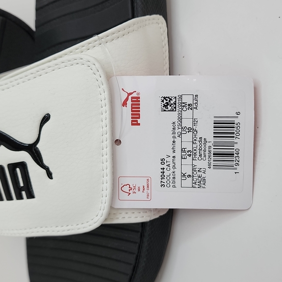 ⭐️PUMA💯 MEN’S FLIP FLOPS,  WHITE AND BLACK, SIZE 10 - Picture 4 of 10